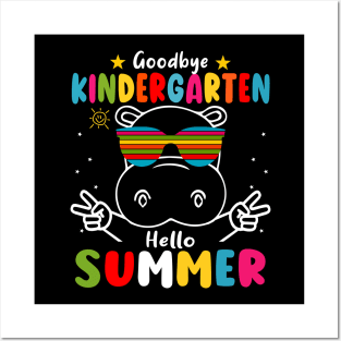 Goodbye kindergarten Graduation 2024 Hello Summer hippo Posters and Art